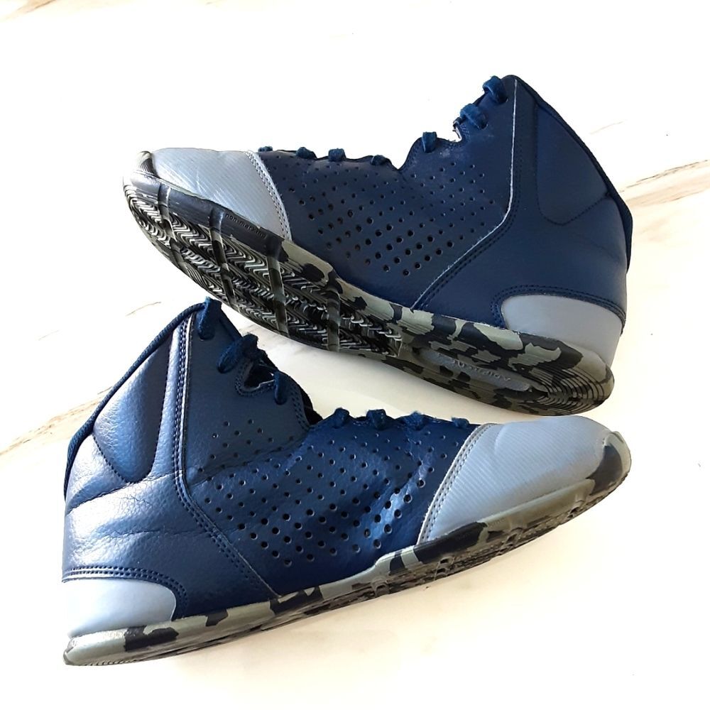 ADIDAS GEOFIT BLUE GRAY HI-TOP BASKETBALL SNEAKERS SZ 6
